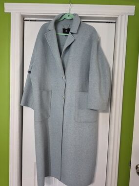 Banana Republic Label Light Blue Long Wool Blend Coat